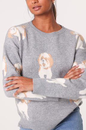 Jacquard Shih Tzu Dog Knitted Jumper
