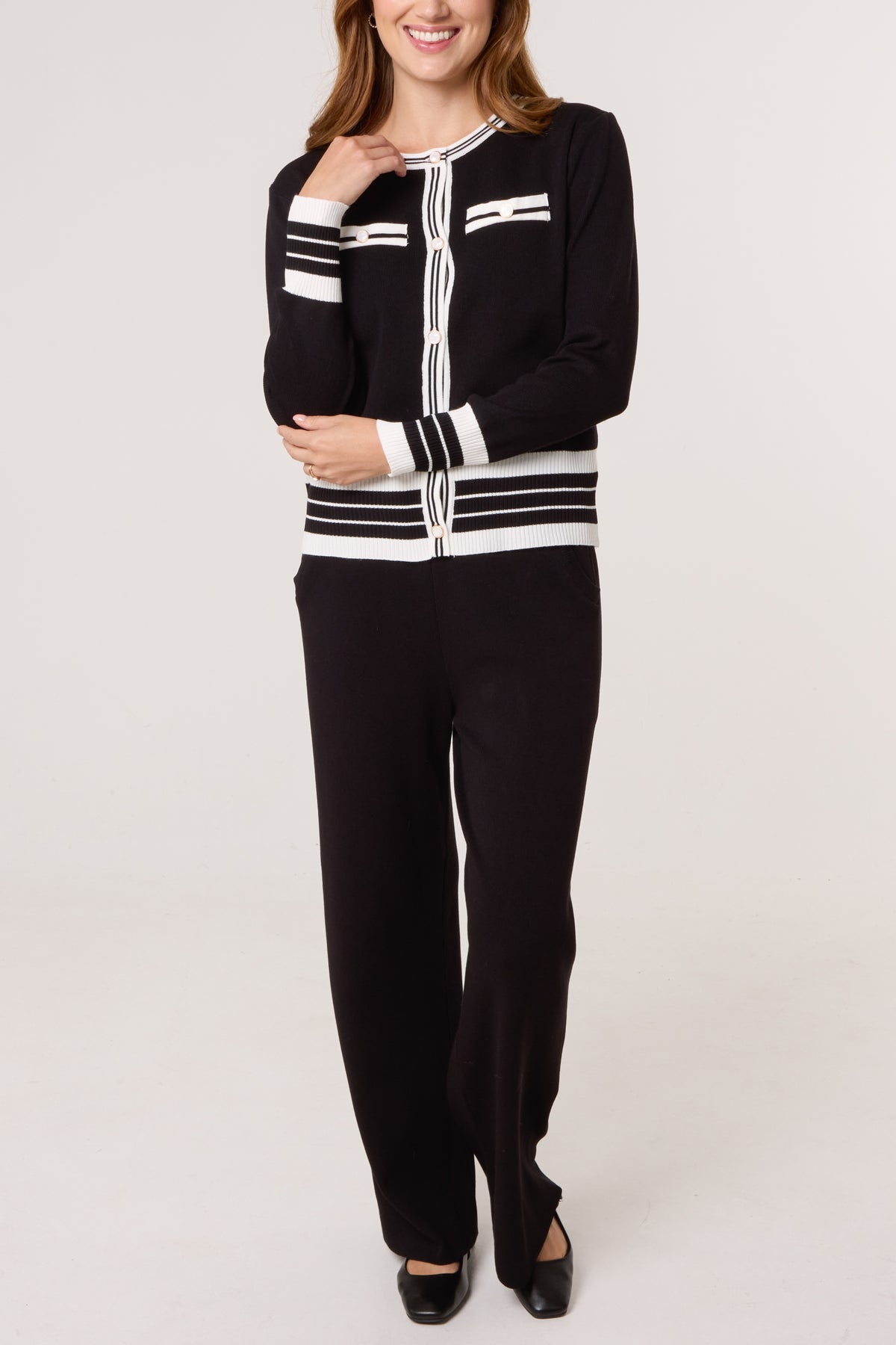 Contrast Stripe Cardigan & Trousers Co-Ord