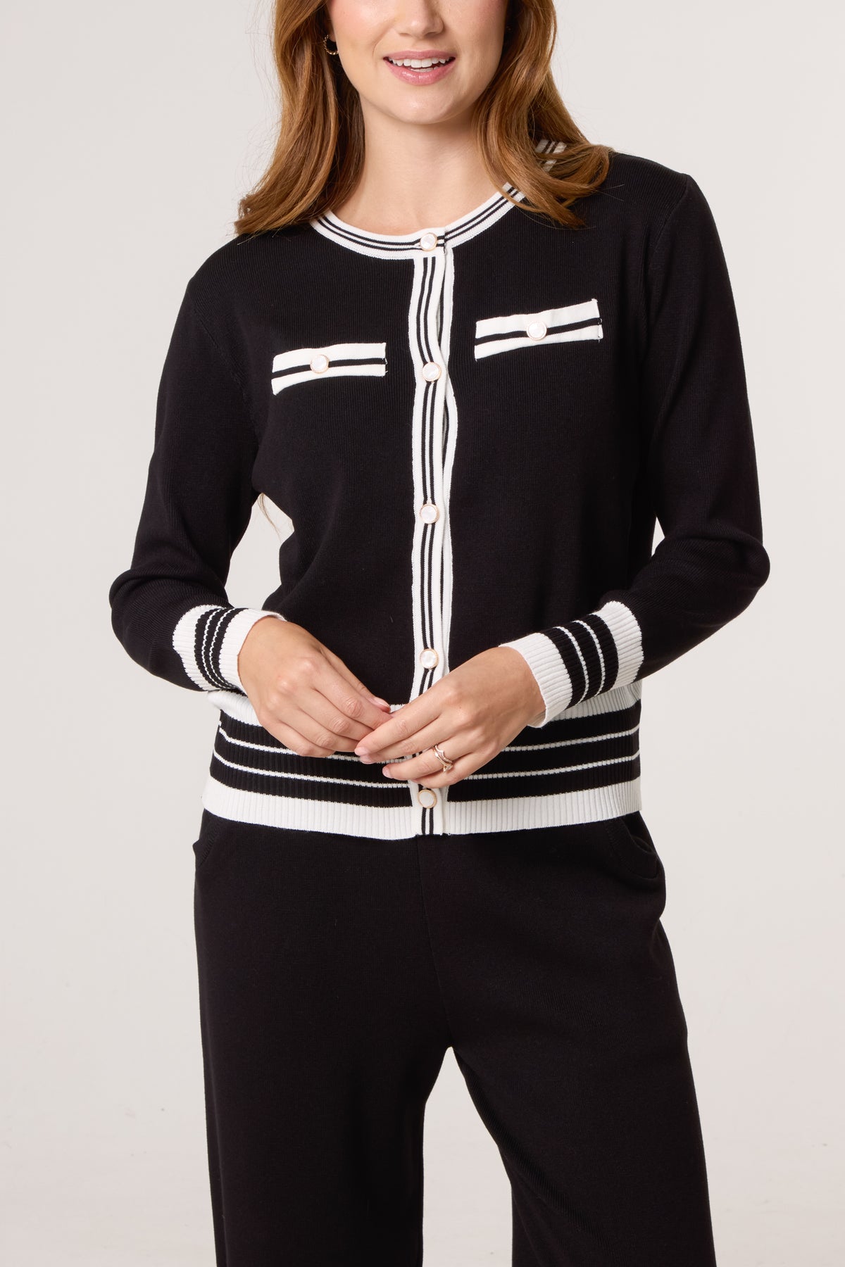 Contrast Stripe Cardigan & Trousers Co-Ord