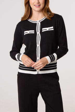 Contrast Stripe Cardigan & Trousers Co-Ord