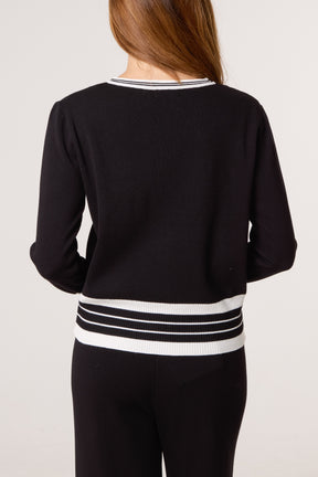 Contrast Stripe Cardigan & Trousers Co-Ord