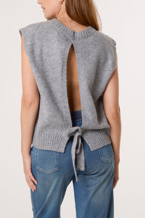 Open Back Knot Knitted Vest