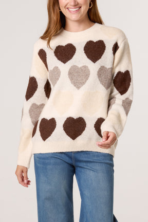 Hearts Jacquard Knit Jumper