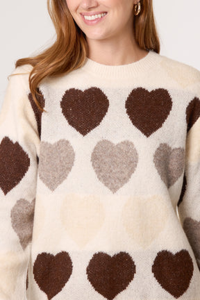 Hearts Jacquard Knit Jumper