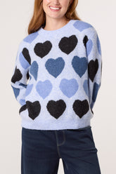 Hearts Jacquard Knit Jumper