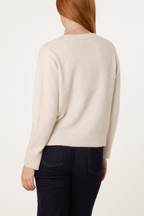 Colourful Heart Buttons Knit Cardigan