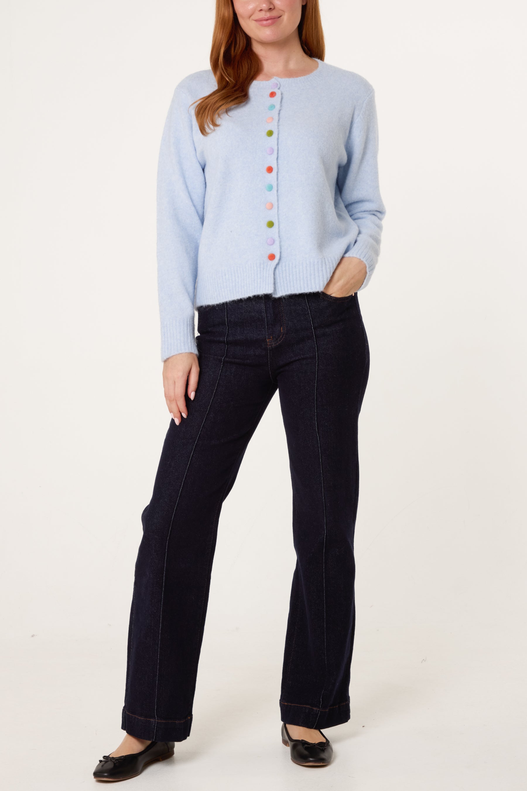 Colourful Circle Buttons Knit Cardigan