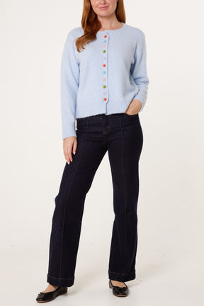 Colourful Circle Buttons Knit Cardigan