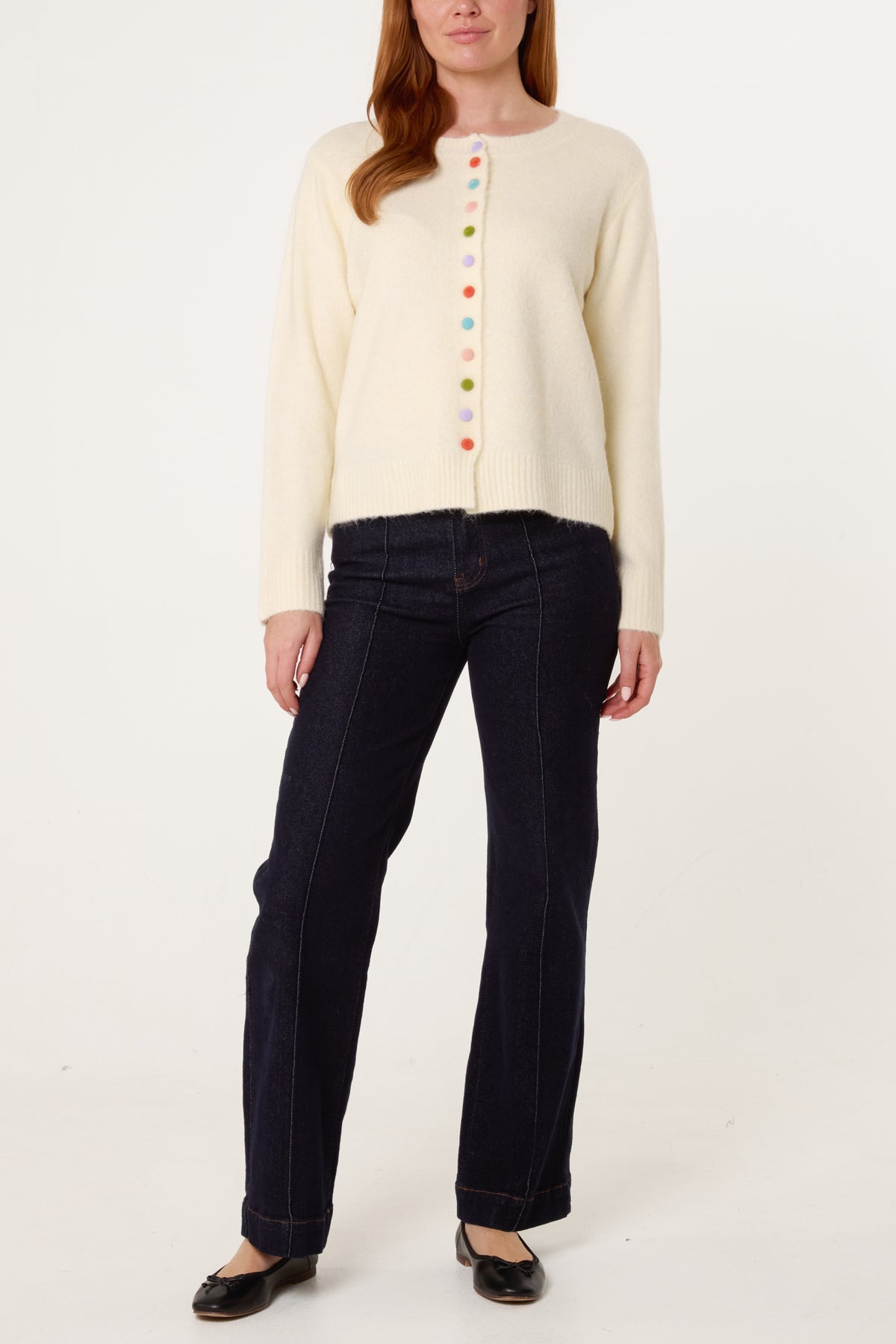 Colourful Circle Buttons Knit Cardigan