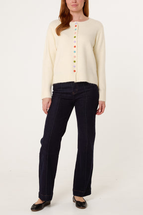 Colourful Circle Buttons Knit Cardigan