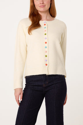 Colourful Circle Buttons Knit Cardigan