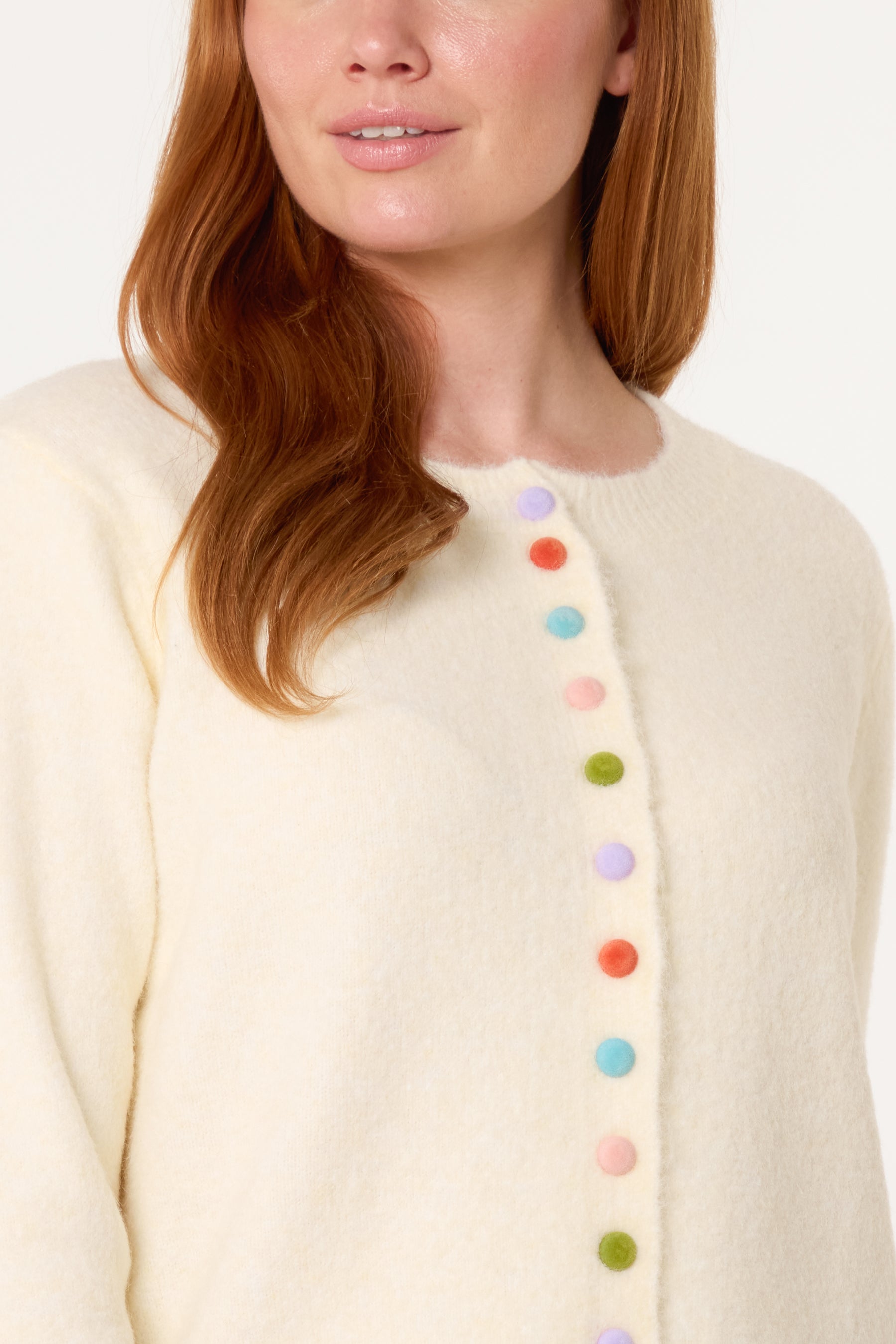 Colourful Circle Buttons Knit Cardigan
