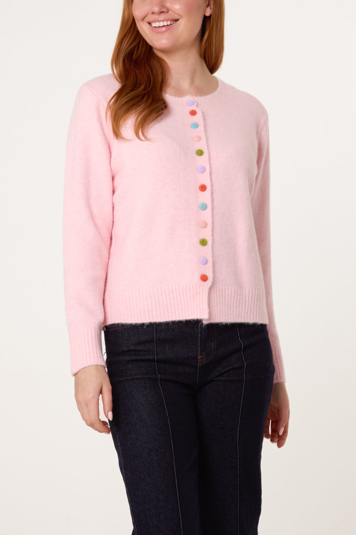 Colourful Circle Buttons Knit Cardigan