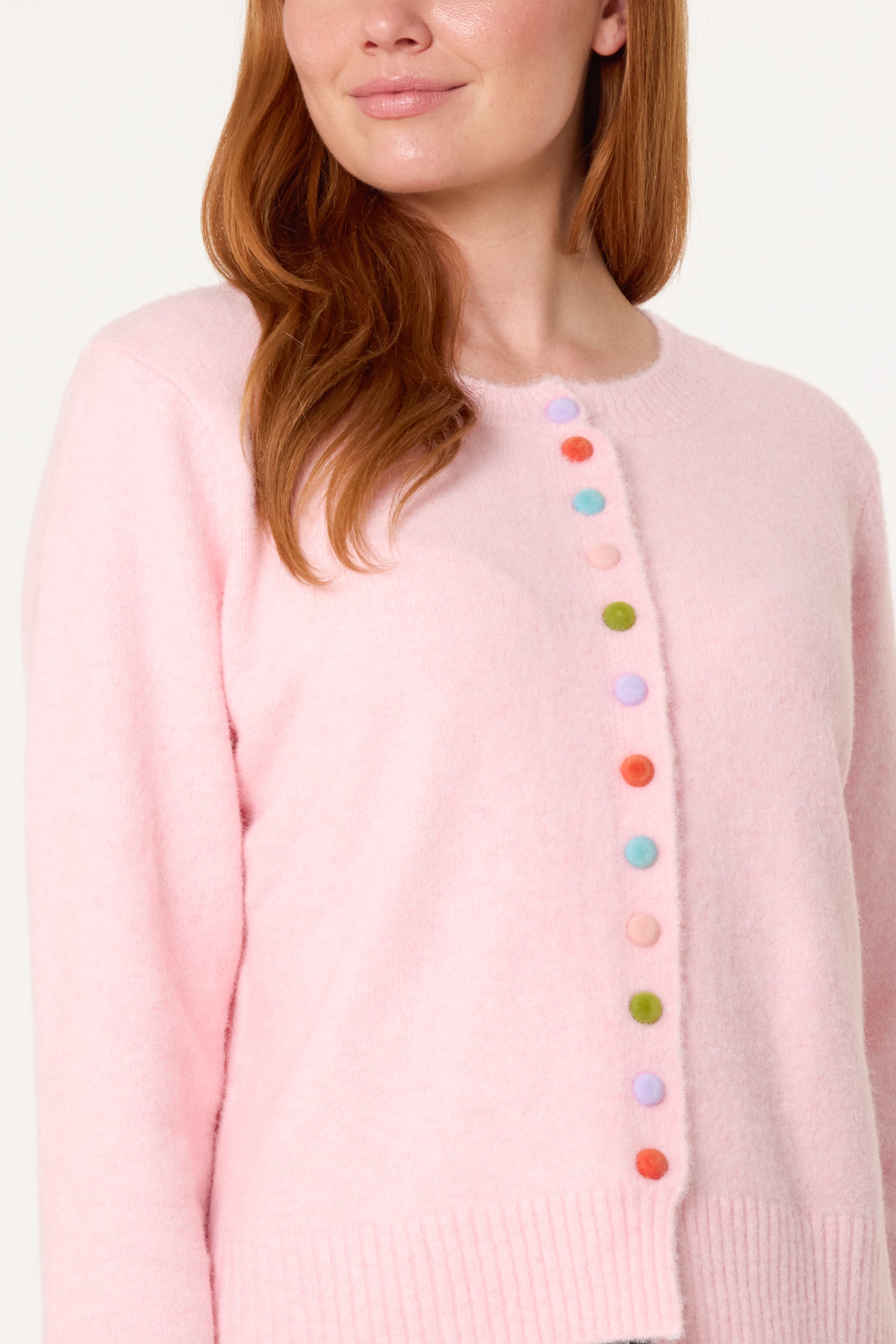 Colourful Circle Buttons Knit Cardigan