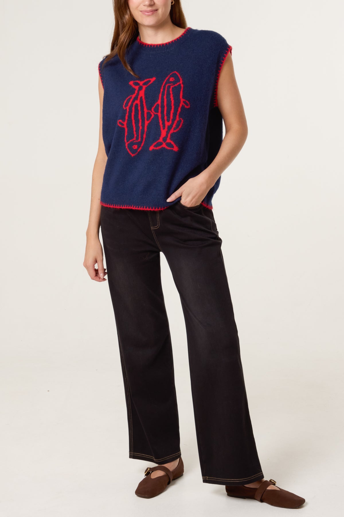 Sardines Stitch Hem Knit Vest