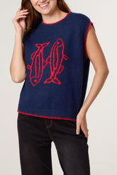 Sardines Stitch Hem Knit Vest