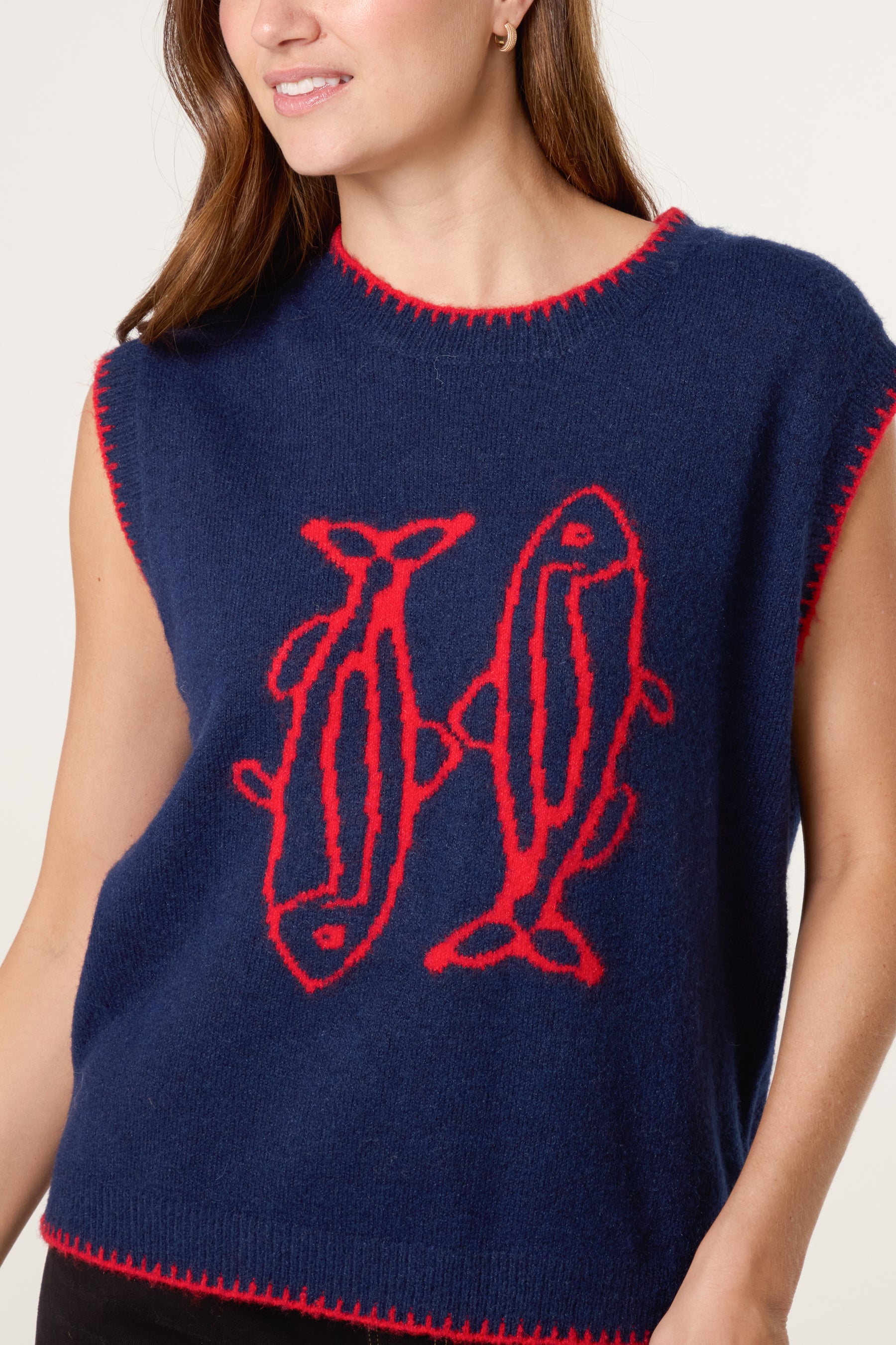 Sardines Stitch Hem Knit Vest