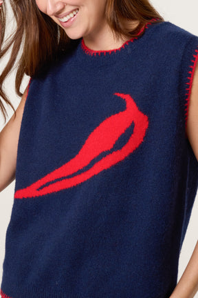 Chilli Pepper Stitch Hem Knit Vest
