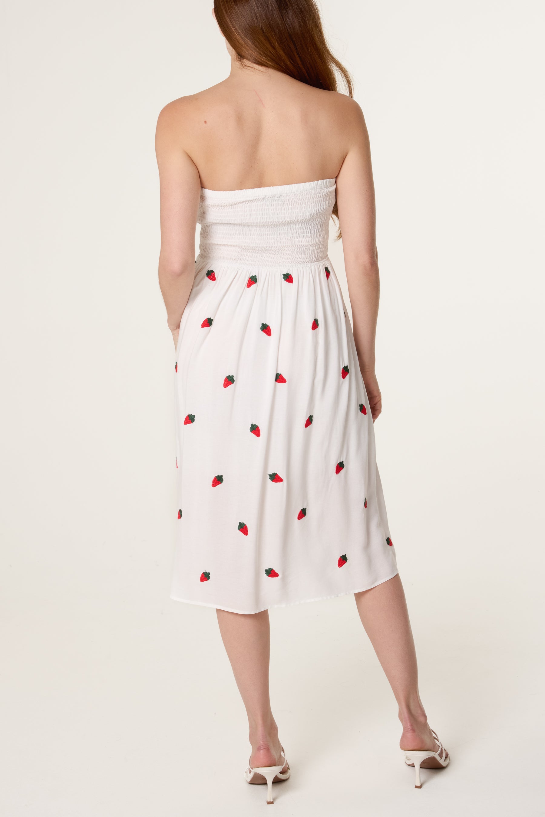 Bandeau Strawberry Embroidery Dress