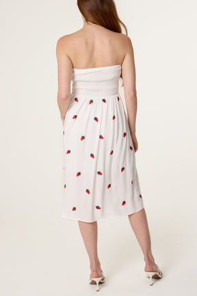 Bandeau Strawberry Embroidery Dress