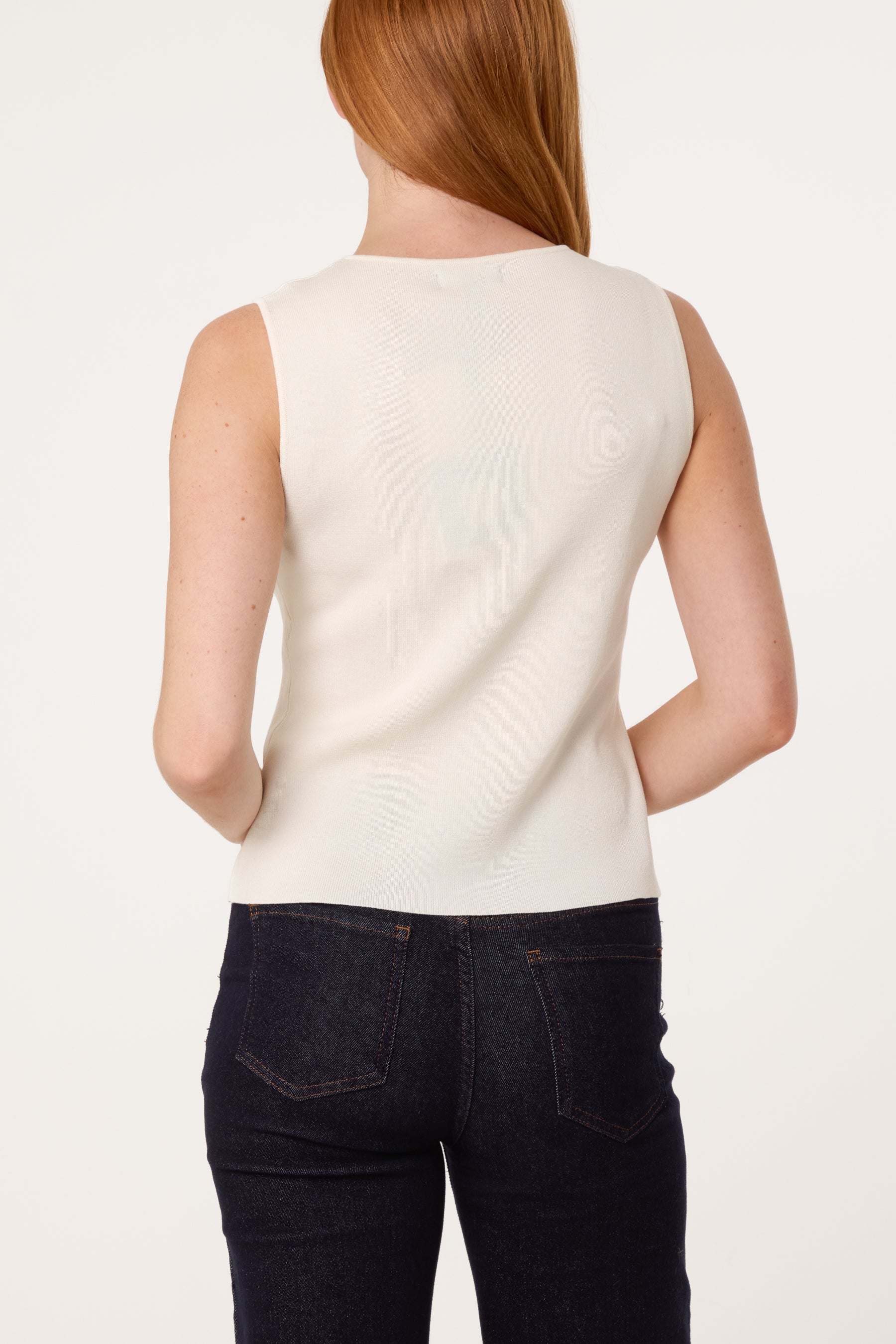 Gold Button Fine Knit Vest