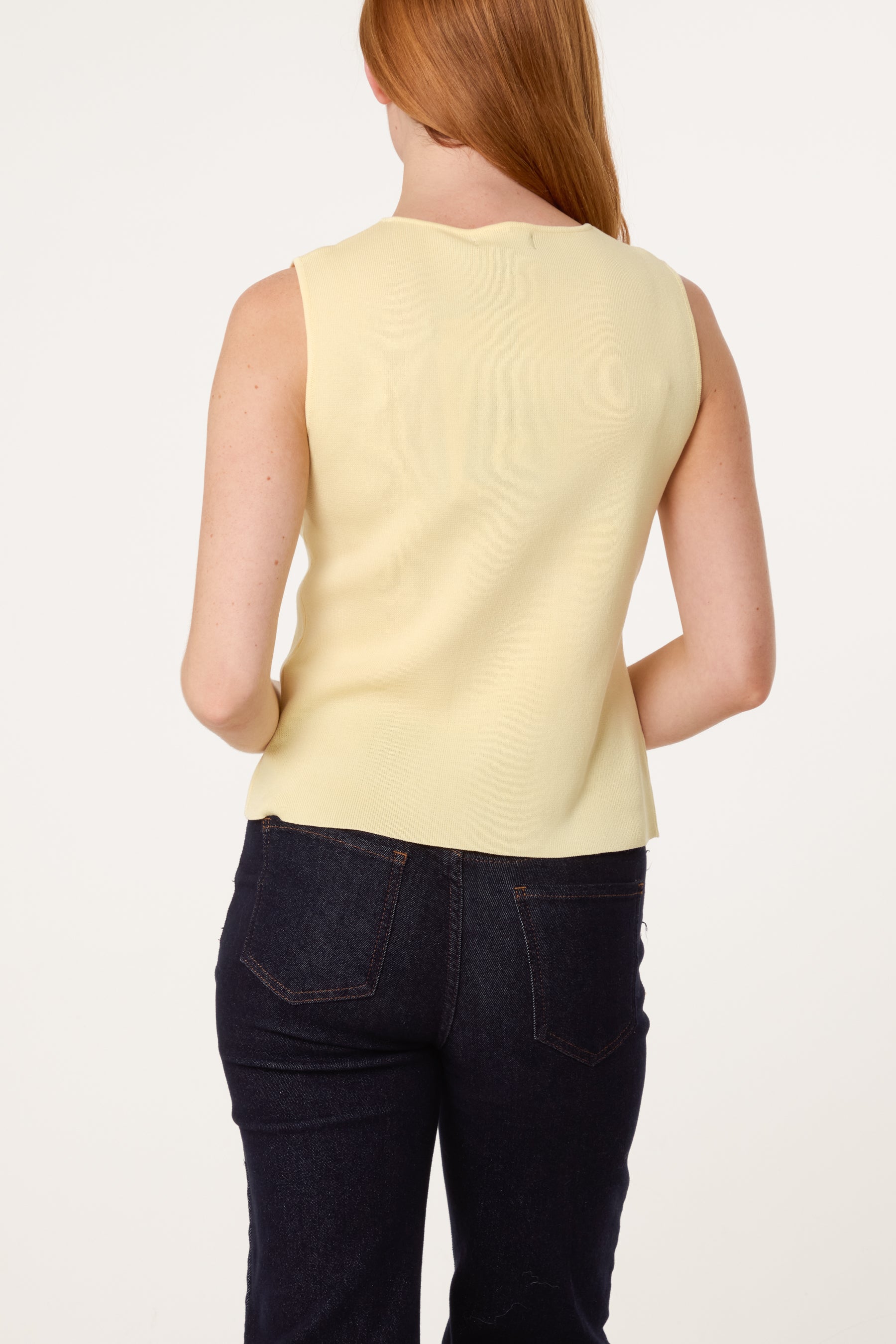 Gold Button Fine Knit Vest