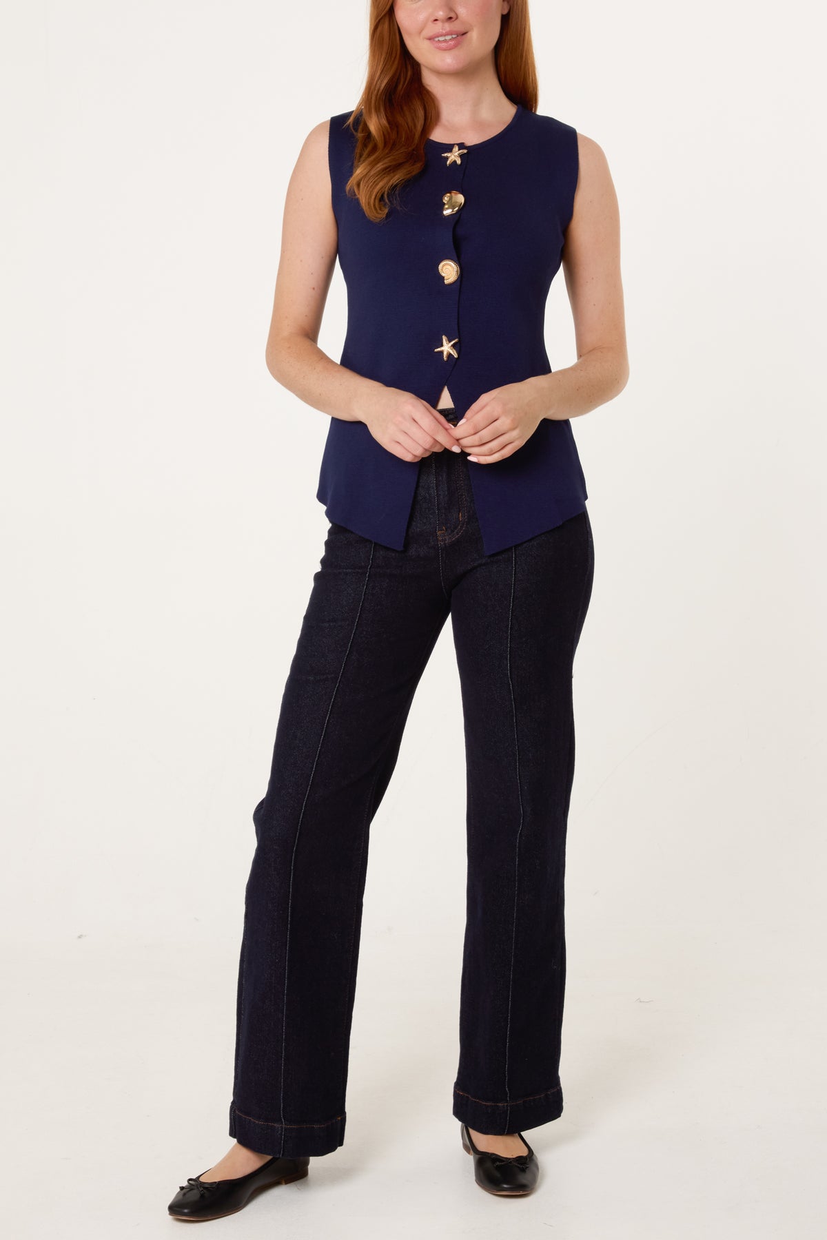 Seashell Gold Button Vest