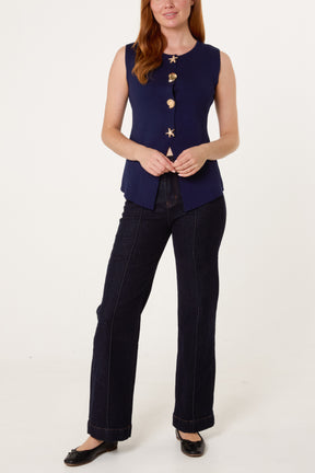 Seashell Gold Button Vest