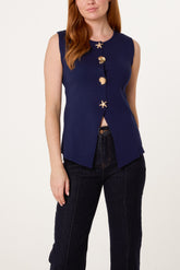Seashell Gold Button Vest