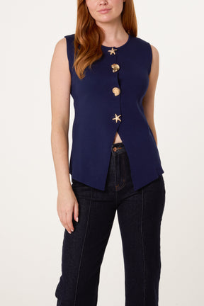 Seashell Gold Button Vest
