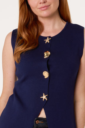 Seashell Gold Button Vest