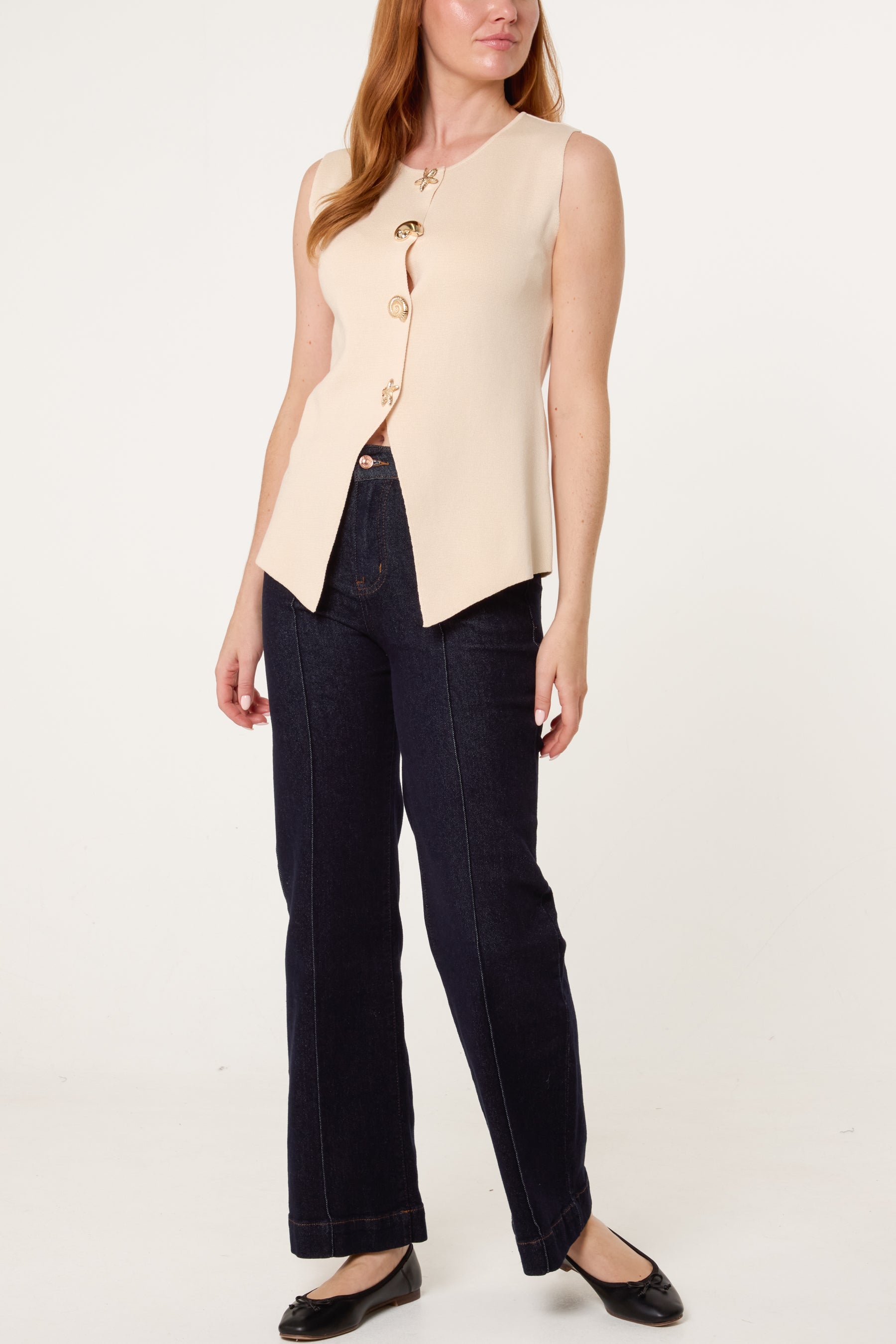 Seashell Gold Button Vest