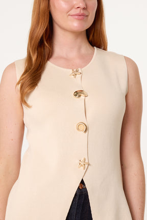 Seashell Gold Button Vest