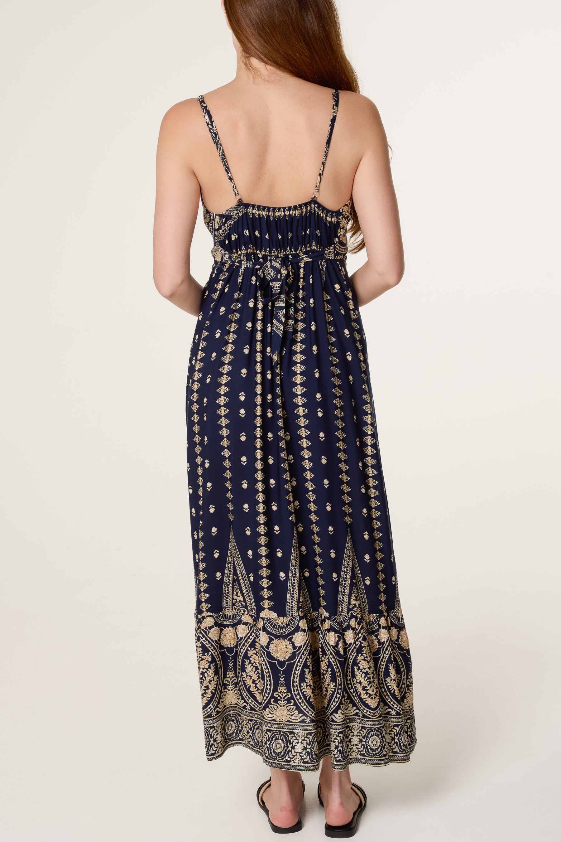 Border Print V Cami Dress