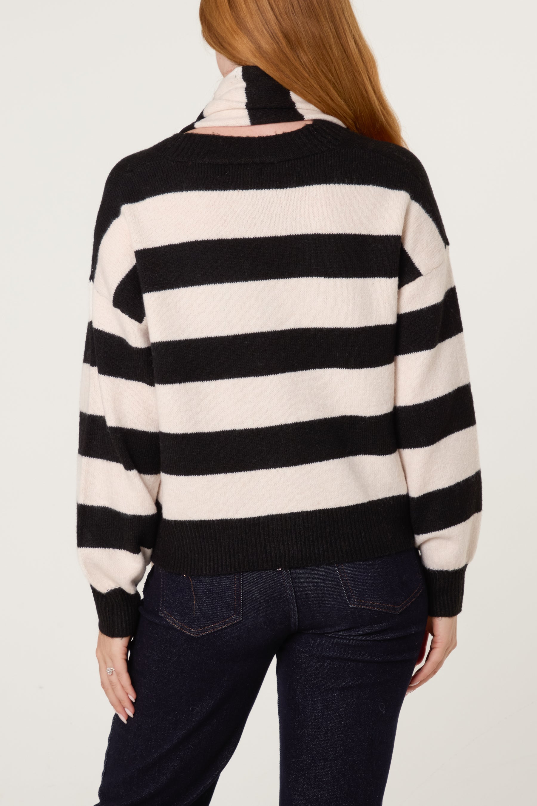 Striped Cosy Cardigan With Scarf