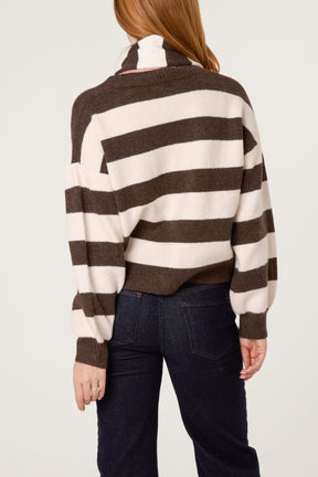 Striped Cosy Cardigan With Scarf