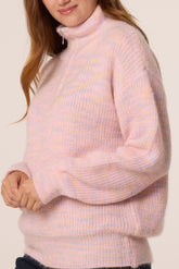 Zip Funnel Neck Knit Space Dye Jumper