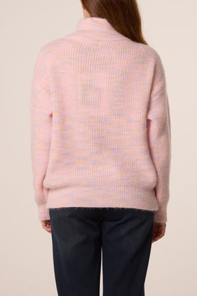 Zip Funnel Neck Knit Space Dye Jumper