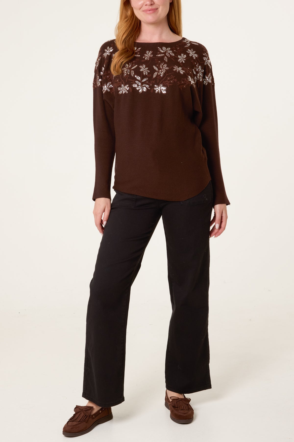 Embellished Batwing Knit Jumper
