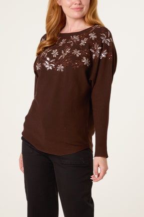 Embellished Batwing Knit Jumper