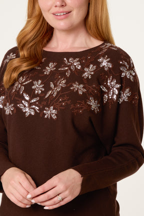Embellished Batwing Knit Jumper