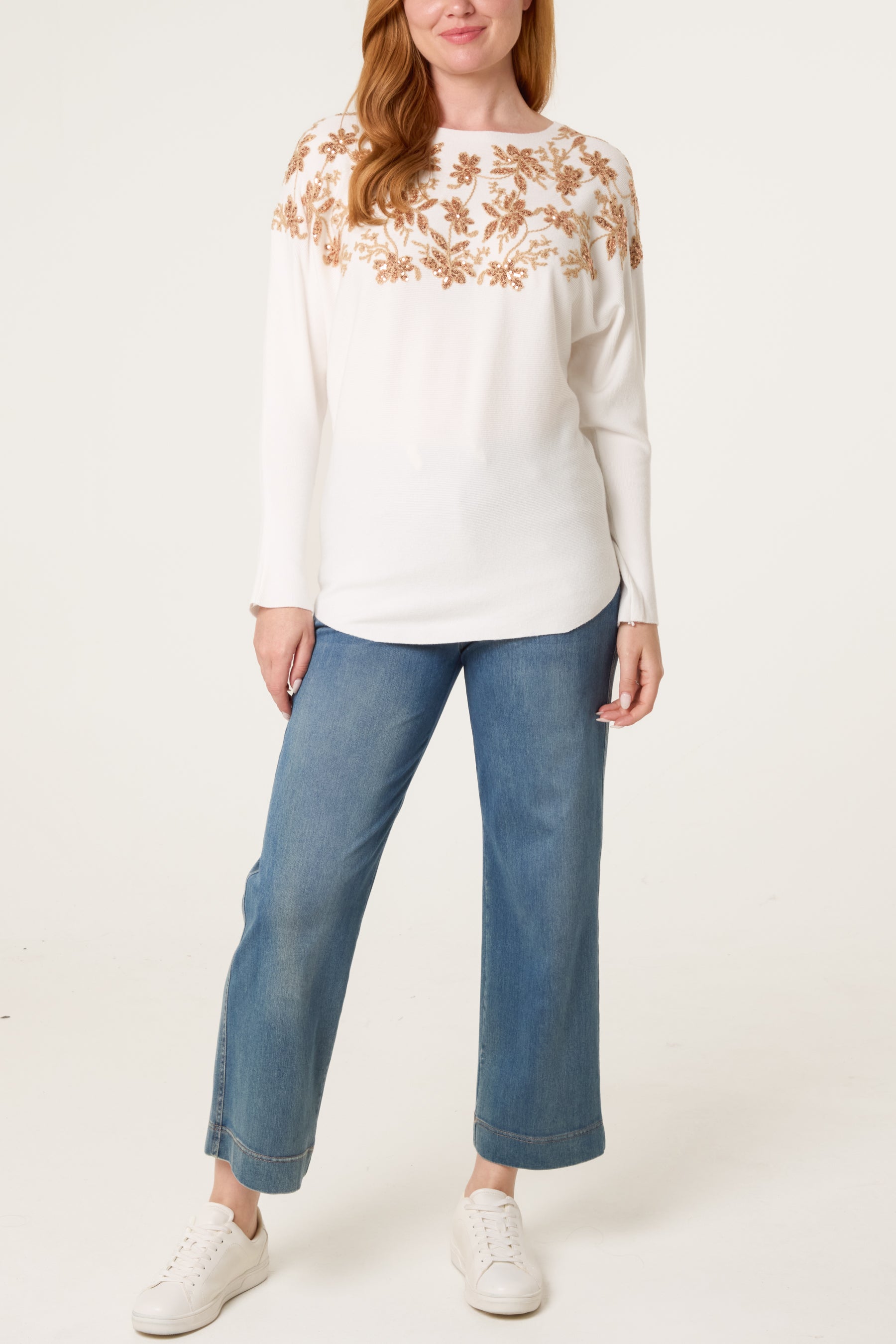 Embellished Batwing Knit Jumper