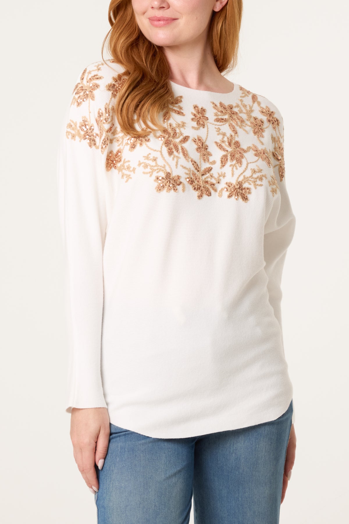 Embellished Batwing Knit Jumper