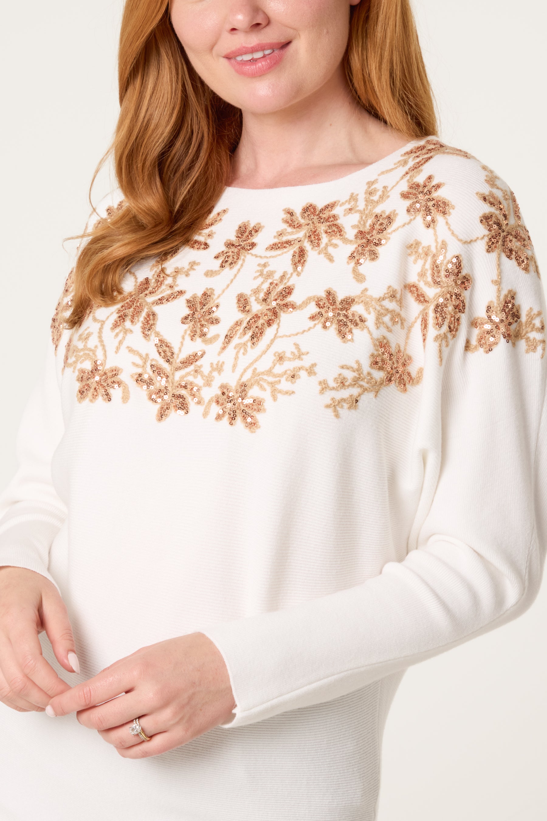 Embellished Batwing Knit Jumper