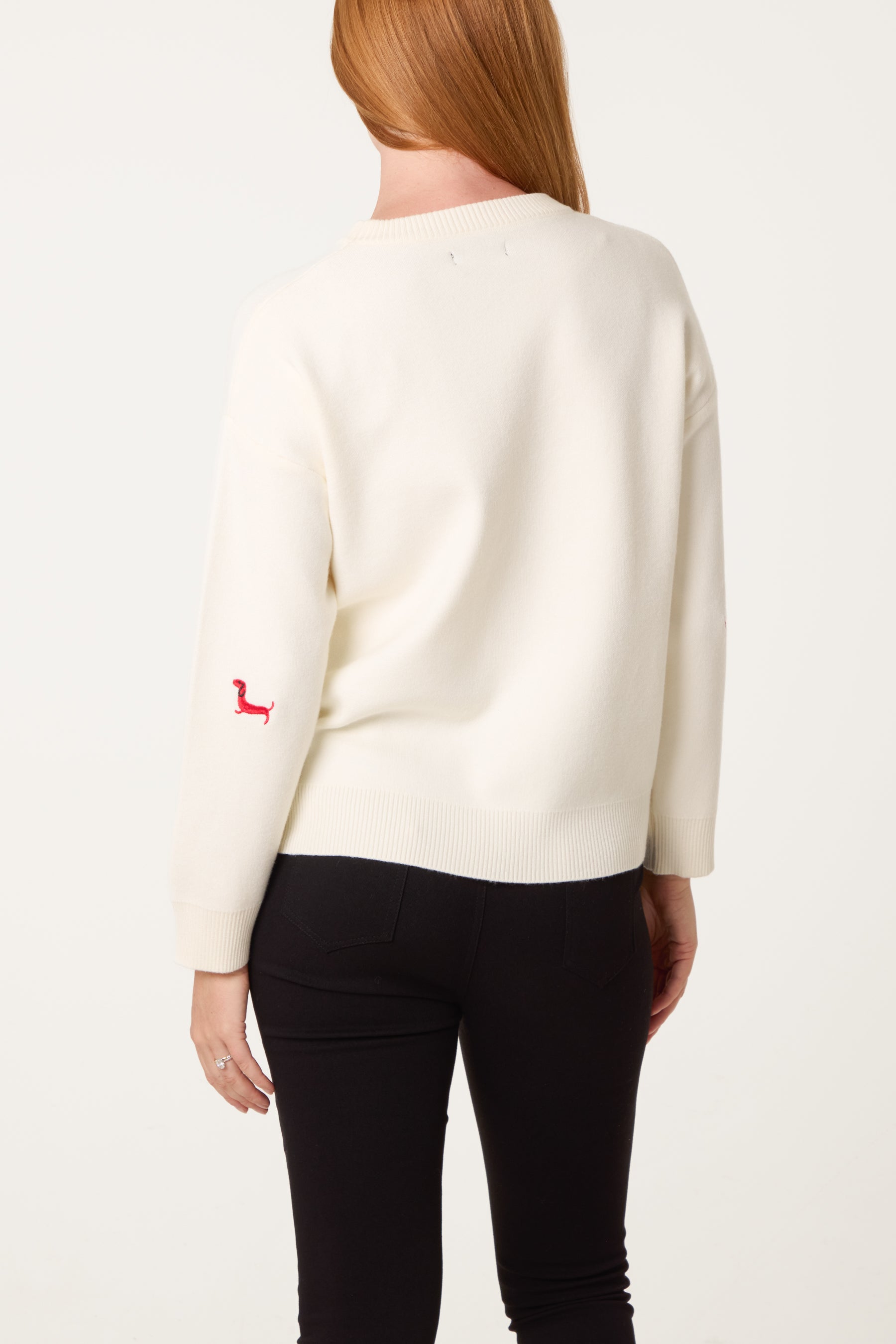 Mini Dachshund Embroidered Knit Jumper
