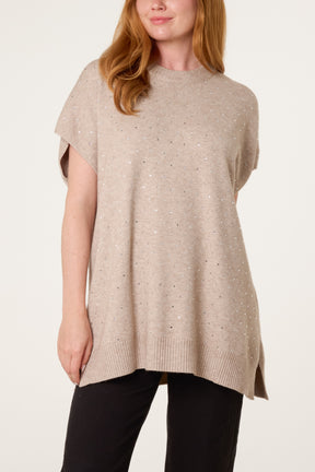 Studded Short Sleeve Knit Jumper