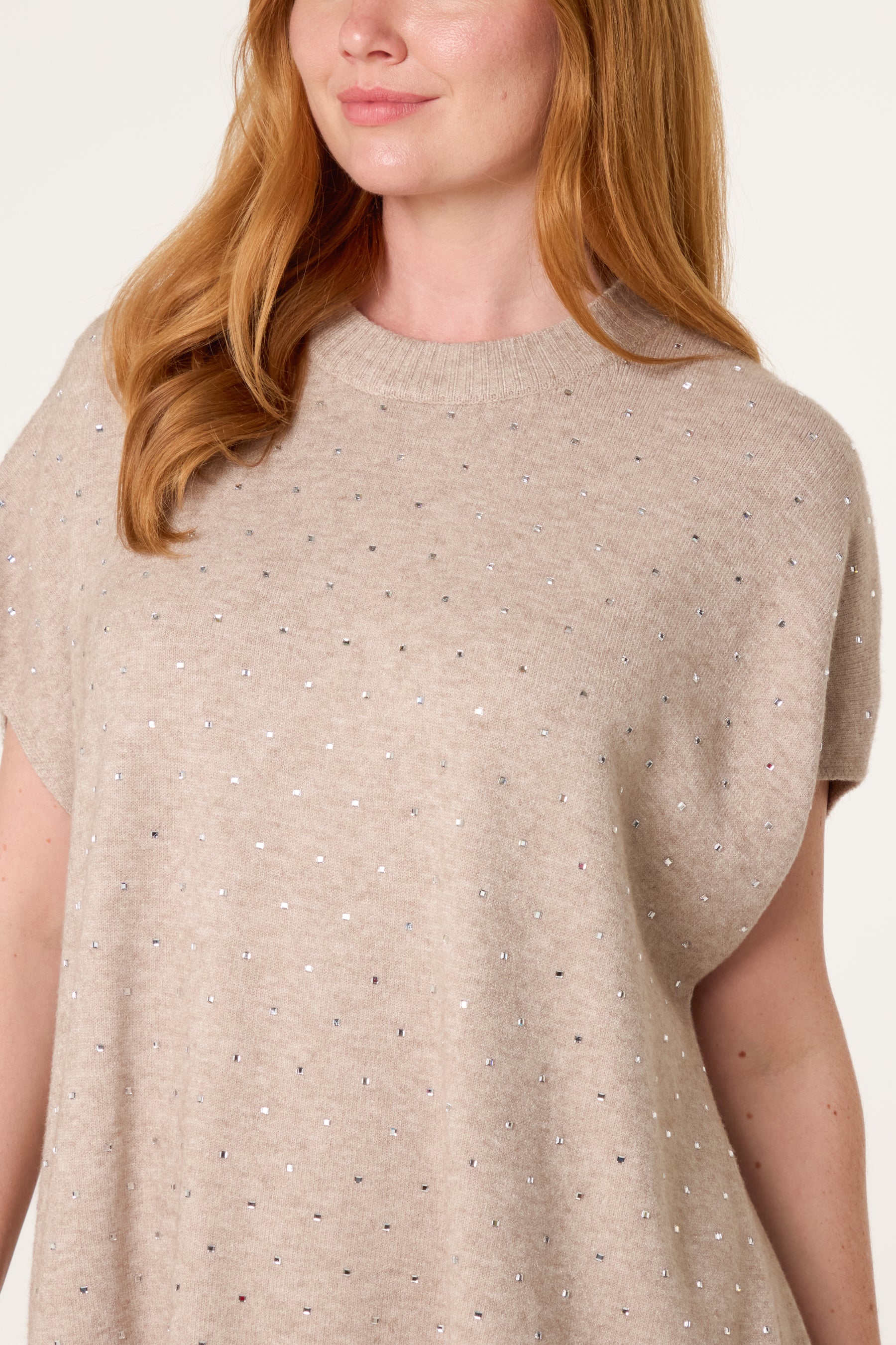 Studded Short Sleeve Knit Jumper