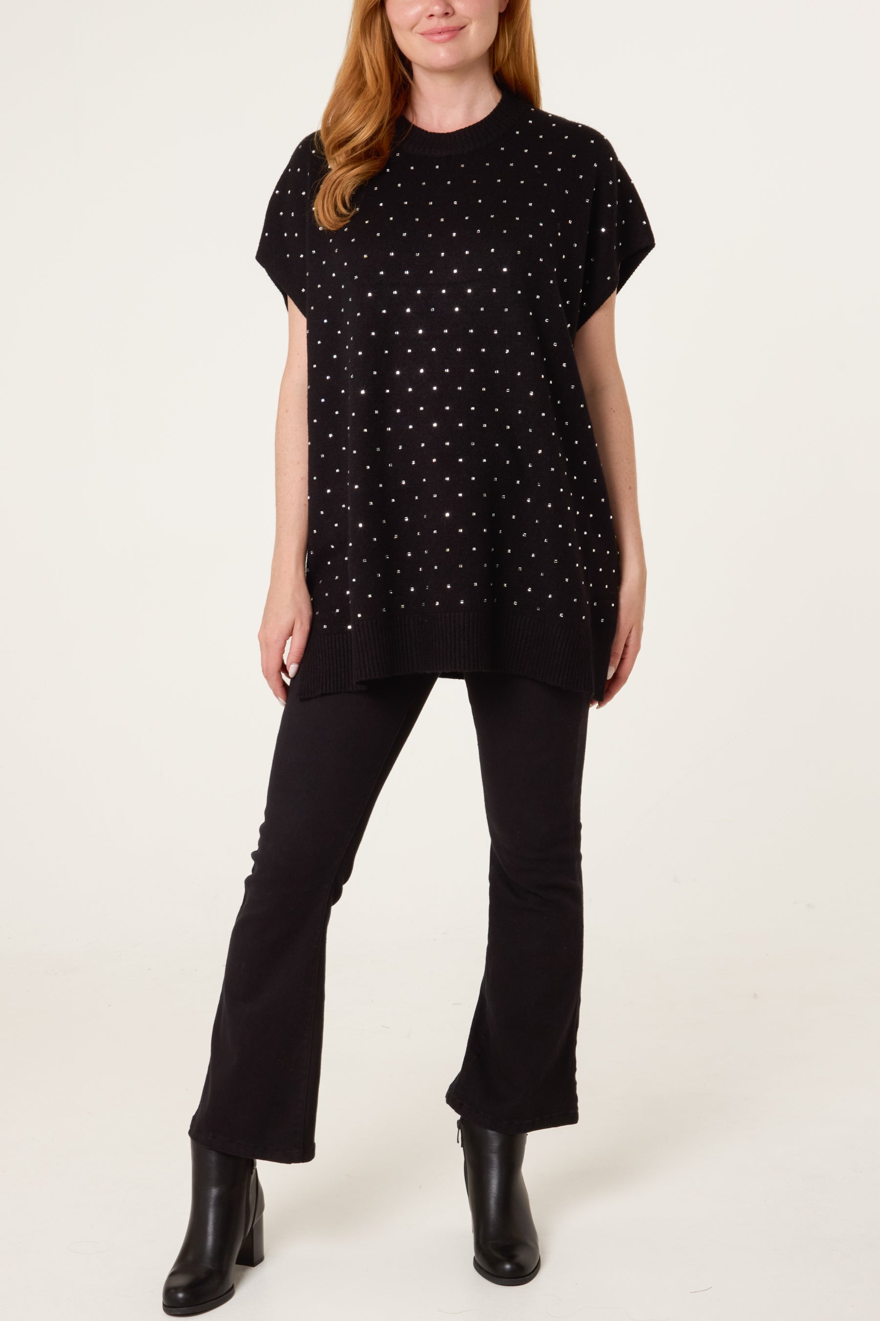 Studded Short Sleeve Knit Jumper