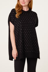 Studded Short Sleeve Knit Jumper