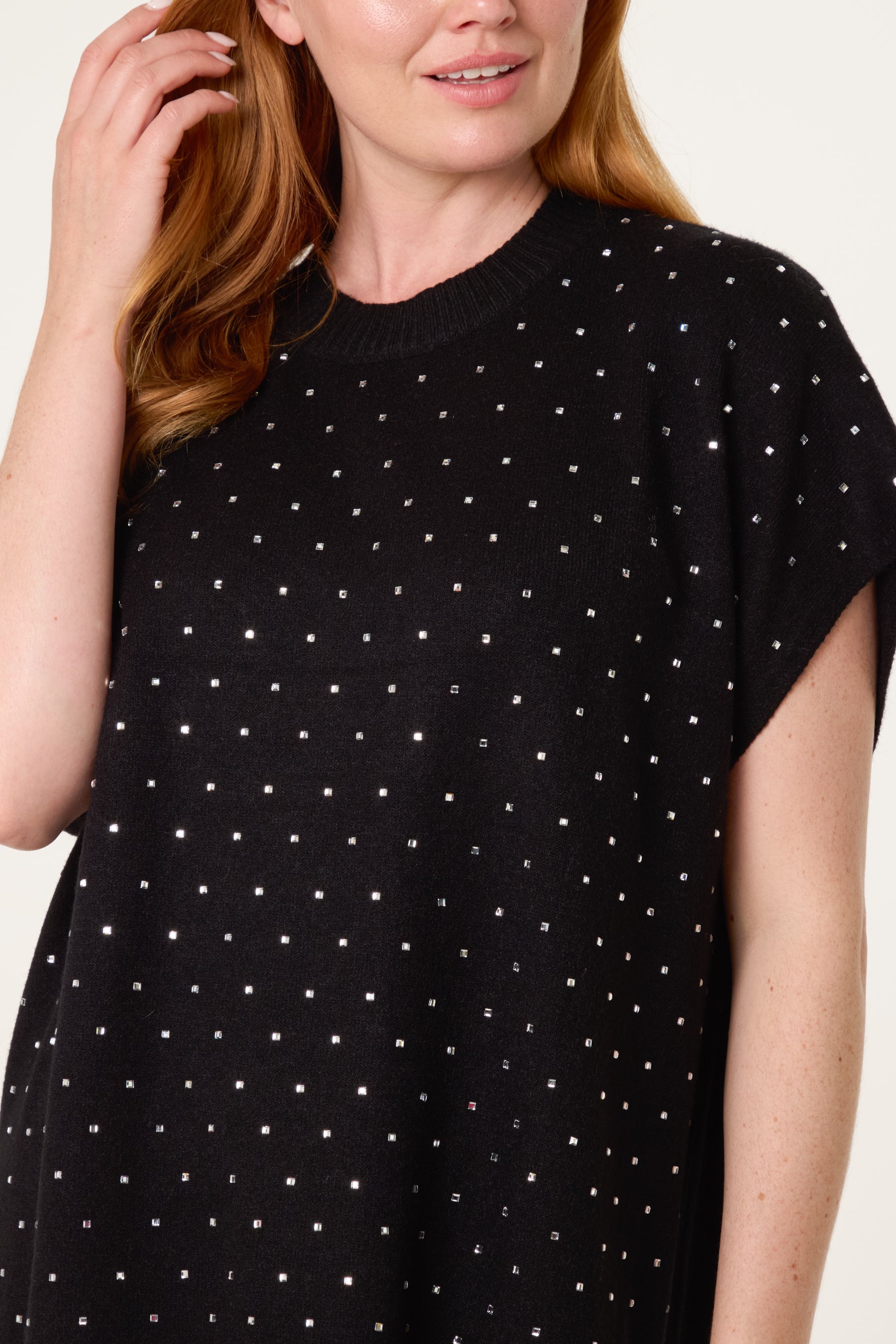 Studded Short Sleeve Knit Jumper